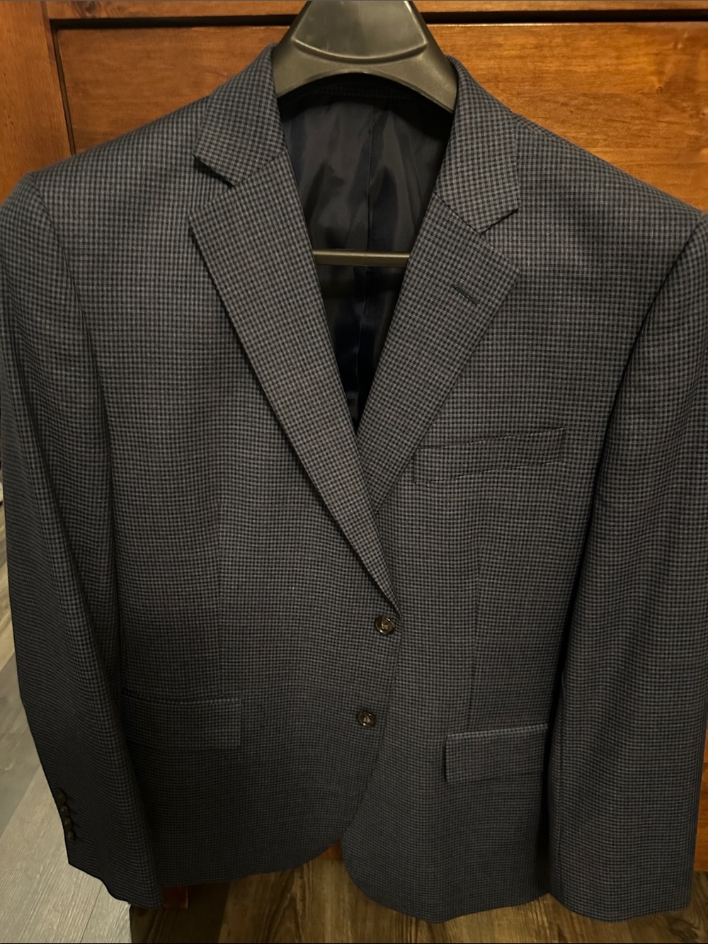 Stafford Navy Micro-Check Two-Button Sport Coat